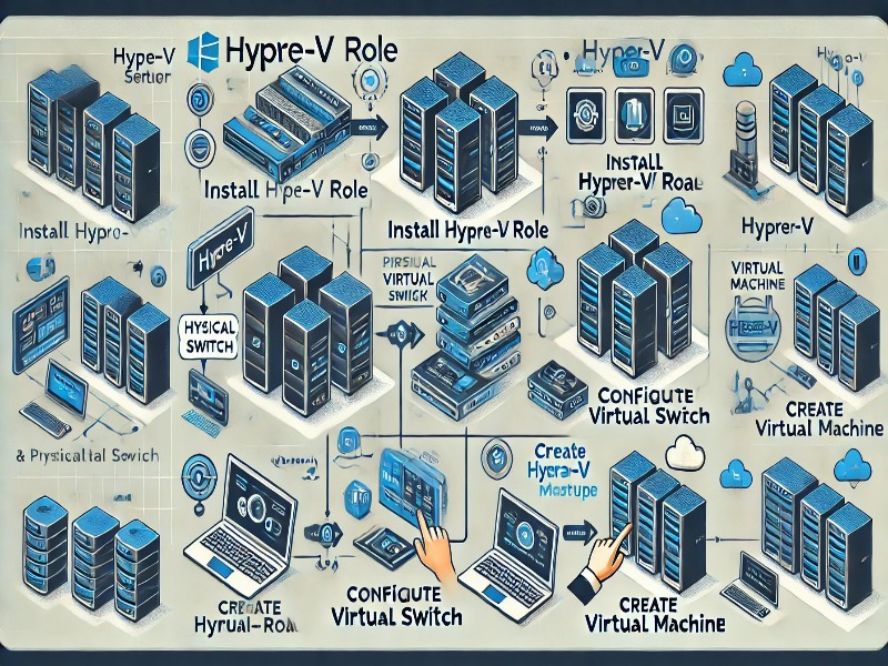 Hyper-V Role kurulumu, yapılandırma ve Sanal Makine kurulumu