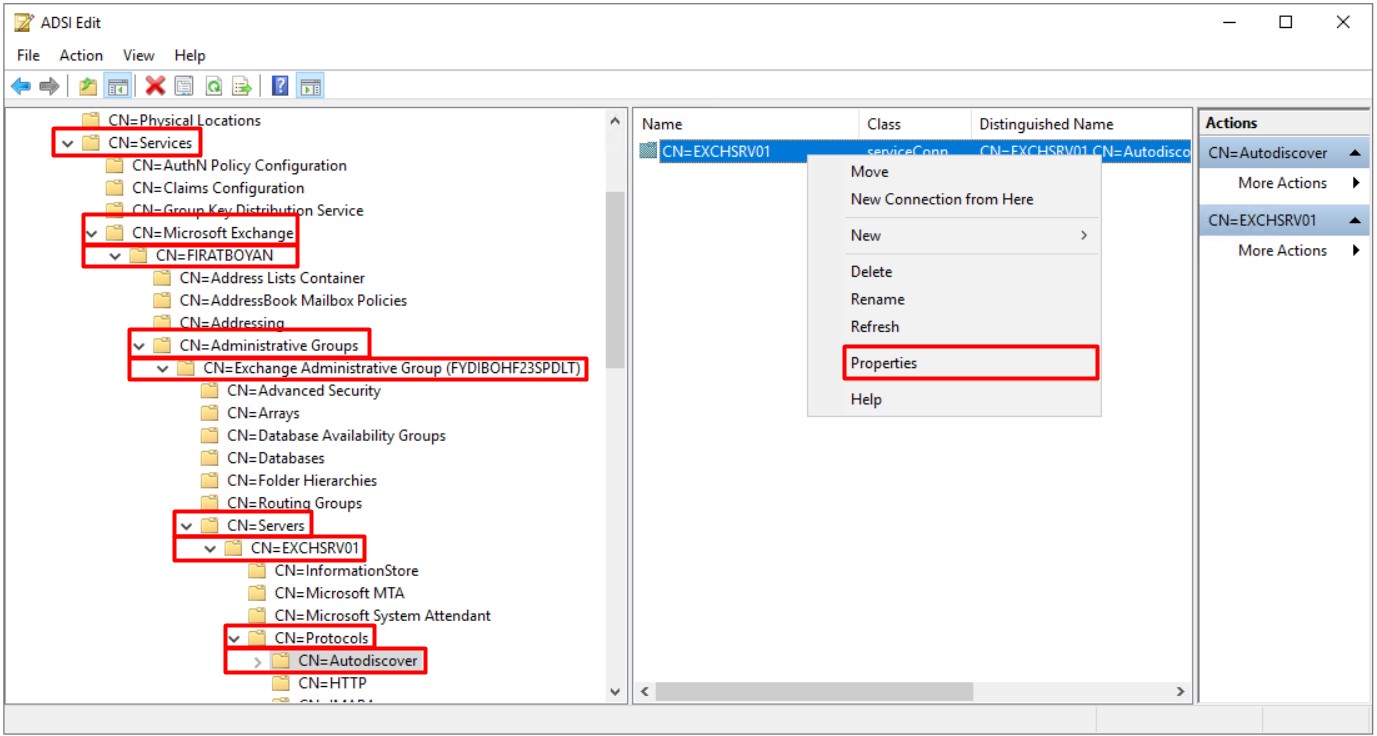 exchange server autodiscover service binding information