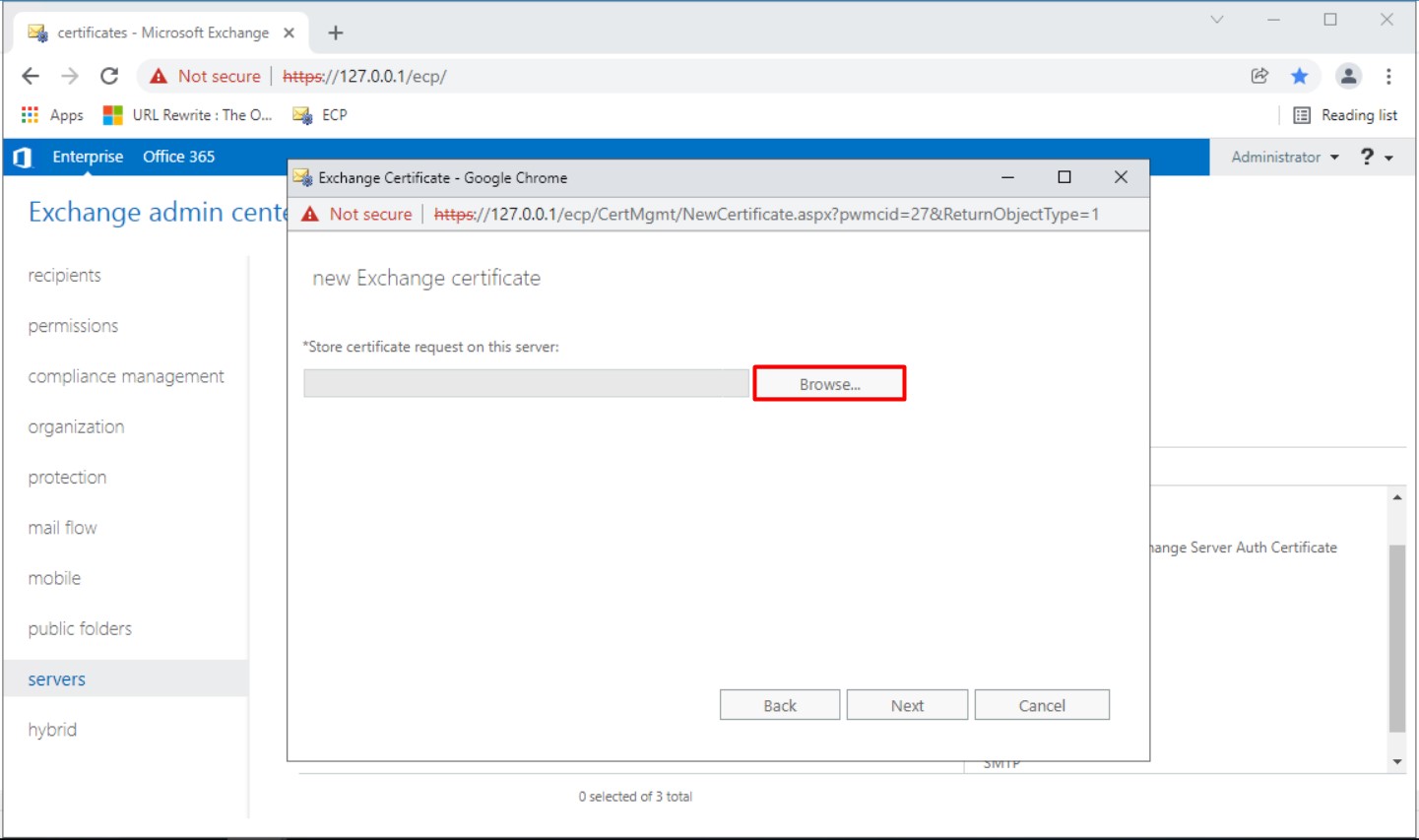 Exchange Server Wildcard sertifika oluşturma