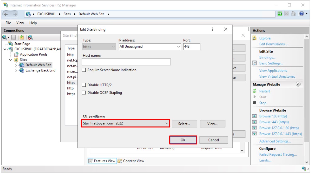 Exchange Server Wildcard sertifika oluşturma