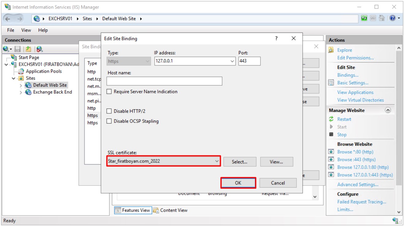 Exchange Server Wildcard sertifika oluşturma