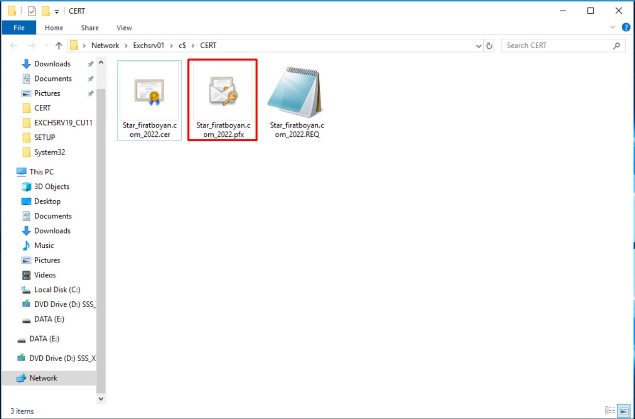 Exchange Server 2019'da sertifika export,import etme