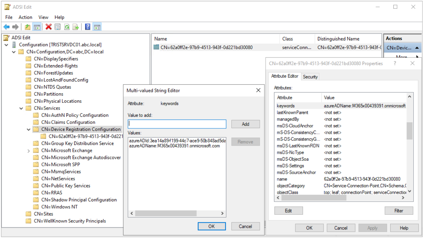 ADSI Edit'te SCP nesnesi ve keywords Attribute'u