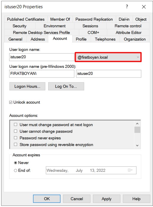 Active Directory UPN Suffix Değiştirme